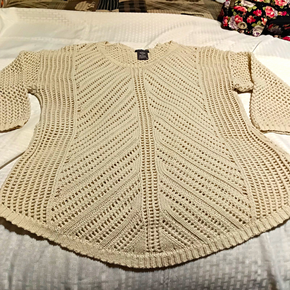 Chelsea & Theodore Brown Open Knit Crochet Pullover Boho Hippie Y2K Size XXL